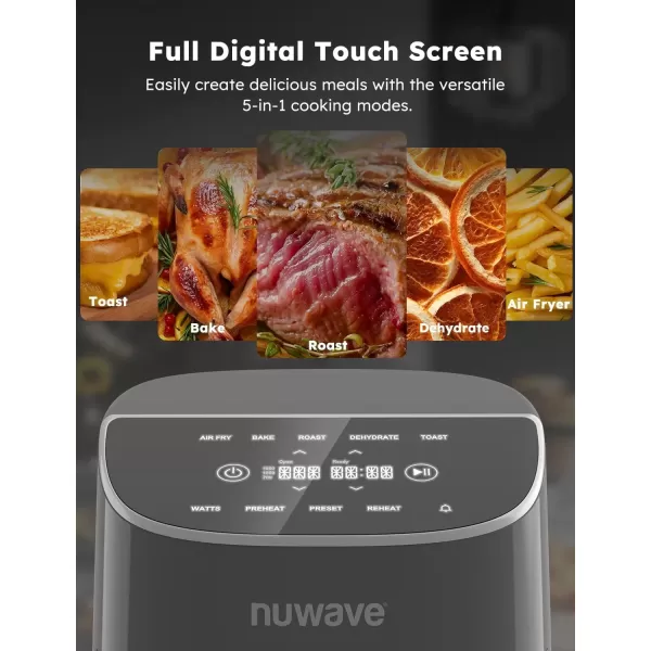 imageNuwave Brio 8Qt Air Fryer Powerful 1800W EasytoRead Cool White Display 50400F Temp Controls 100 PreProgrammed Presets ampamp 50 Memory Slots Integrated Smart Thermometer Linear T TechnologyCool Gray