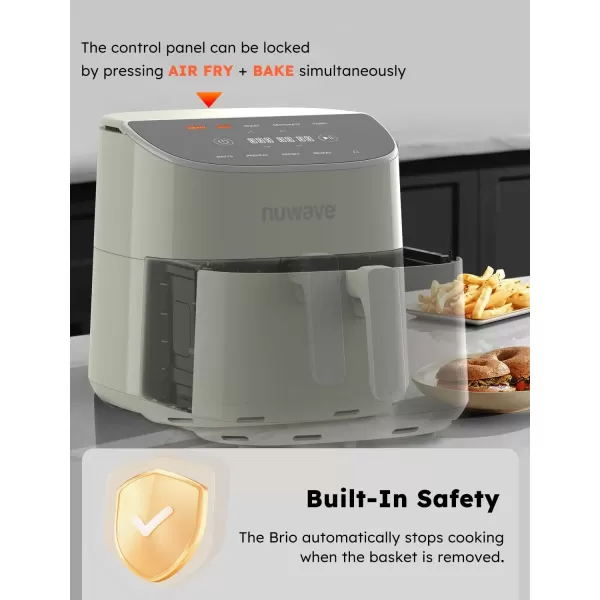 imageNuwave Brio 8Qt Air Fryer Powerful 1800W EasytoRead Cool White Display 50400F Temp Controls 100 PreProgrammed Presets ampamp 50 Memory Slots Integrated Smart Thermometer Linear T TechnologyVanilla Cream