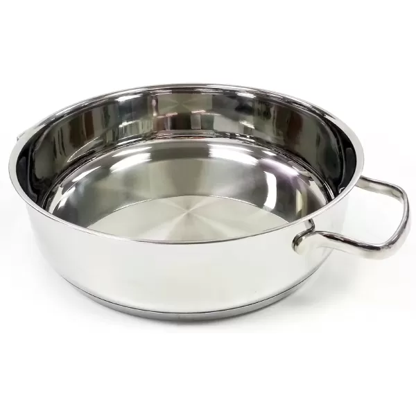 imageNuwave Design188 Stainless Steel CookwareFree of PTFE PFOA PFOSFondue Pot SetWorks On All Cooktops and Induction CookerInclude PotSteamer BasketGlass Lid and 8 Fondue Forks10 Yer Wrranty 35Qt Pot Silver