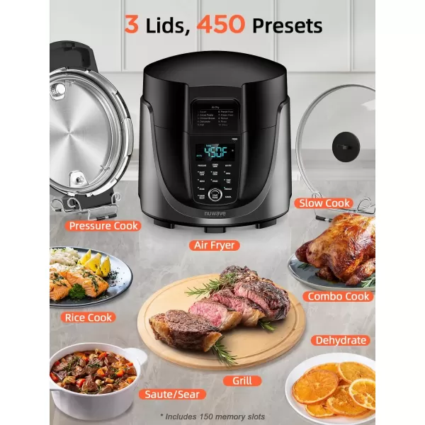 imageNuwave Duet Electric Pressure Cooker ampamp Air Fryer Combo 450 IN 1 Slow Cooker ampamp Grill with Integrated Digital Temp Probe 6qt SS Pot Adjustable HighLow Pressure Builtin SureLock Safety Tech