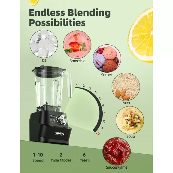 imageNuwave Infinity Commercial Blender HeavyDuty Smoothie Blender w 25HP Copper Motor ampamp LaserCut Blades Last 100 Years Quick Ice Crushing 64oz Tritan Jar NSF Certified 10 Speeds SelfCleaningMetal Gear