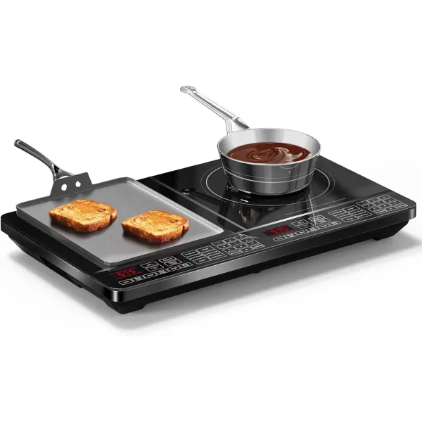 imageNuwave PIC Double Portable Powerful 1800W with 2 Large 8 Heating Coils Independent Controls 94 Temp Settings from 100F to 575F in 5F Increments 115 ShatterProof Ceramic Glass SurfaceDual Cooktop