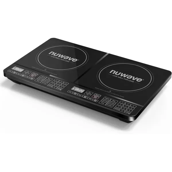 imageNuwave PIC Double Portable Powerful 1800W with 2 Large 8 Heating Coils Independent Controls 94 Temp Settings from 100F to 575F in 5F Increments 115 ShatterProof Ceramic Glass SurfaceDual Cooktop