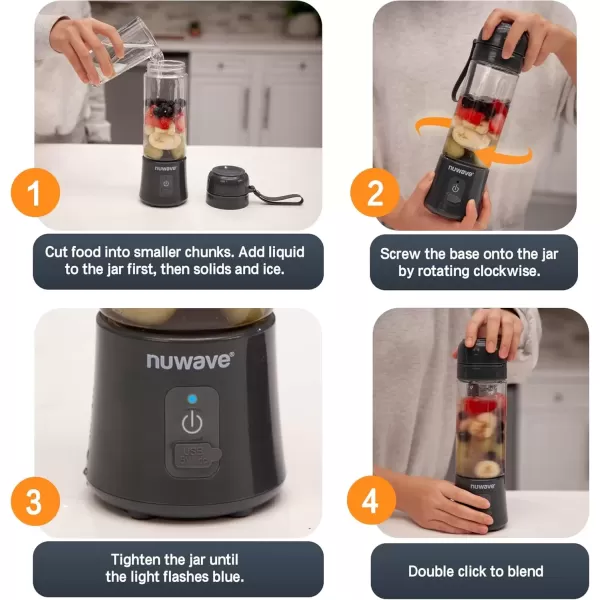 imageNuwave Portable Blender for Shakes and Smoothies OntheGO Personal Blender with USBC Rechargeable 6PieceBlade for Crushing Ice BPA Free 18 Oz Tritan Jar for Travel Office and Sports