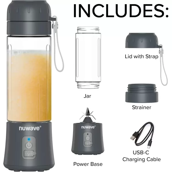imageNuwave Portable Blender for Shakes and Smoothies OntheGO Personal Blender with USBC Rechargeable 6PieceBlade for Crushing Ice BPA Free 18 Oz Tritan Jar for Travel Office and Sports