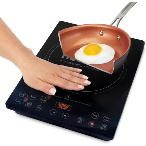 imageNuwave Pro Chef Induction Cooktop NSFCertified CommercialGrade Portable Powerful 1800W Large 8 Heating Coil 94 Temp Settings 100F  575F in 5F ShatterProof Ceramic Glass SurfaceInduction Cooktop