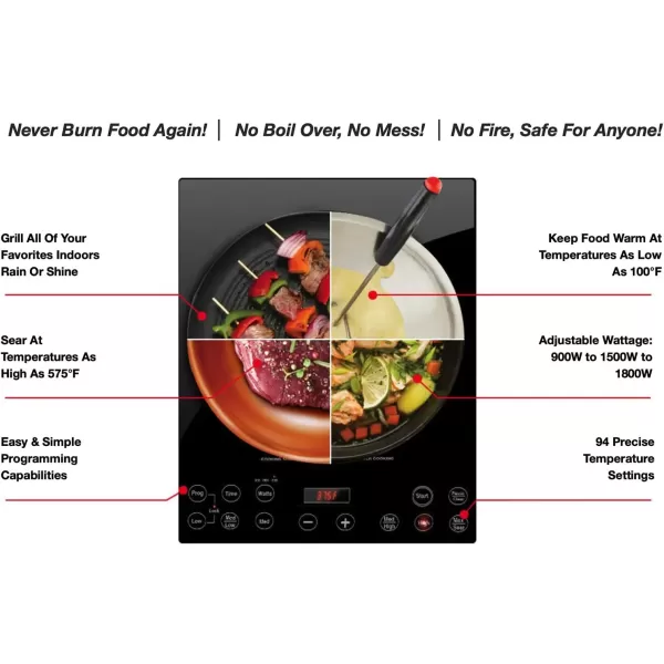 imageNuwave Pro Chef Induction Cooktop NSFCertified CommercialGrade Portable Powerful 1800W Large 8 Heating Coil 94 Temp Settings 100F  575F in 5F ShatterProof Ceramic Glass SurfaceInduction Cooktop