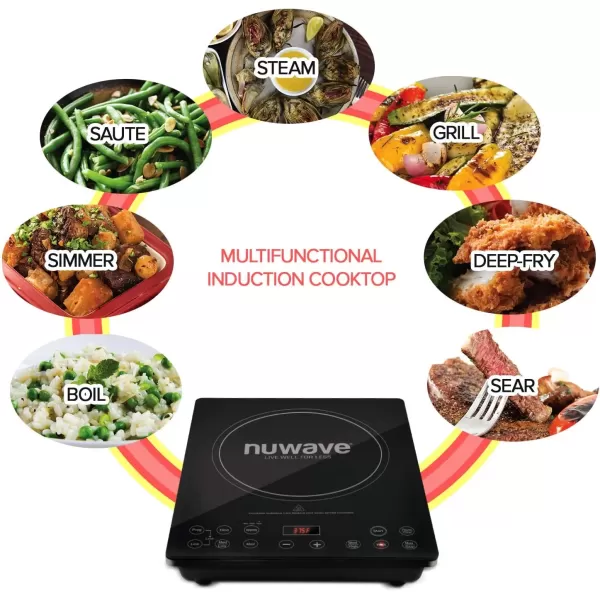 imageNuwave Pro Chef Induction Cooktop NSFCertified CommercialGrade Portable Powerful 1800W Large 8 Heating Coil 94 Temp Settings 100F  575F in 5F ShatterProof Ceramic Glass SurfaceInduction Cooktop
