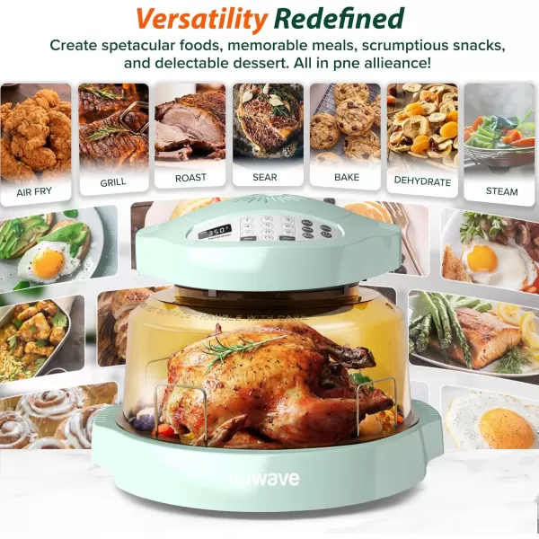 imageNuwave Pro Plus 2 InfraRed Oven Countertop Convection Cook Fresh or Frozen No Defrosting or Preheating Cook Healthy 360 Surround Heat Adjustable Temps 100 Presets 50 Memory Tough Power DomeMint Green