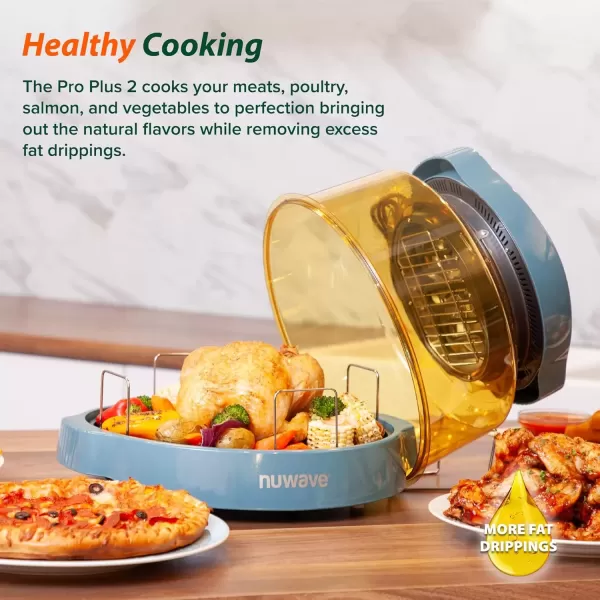 imageNuwave Pro Plus 2 InfraRed Oven Countertop Convection Cook Fresh or Frozen No Defrosting or Preheating Cook Healthy 360 Surround Heat Adjustable Temps 100 Presets 50 Memory Tough Power DomeCozy Blue