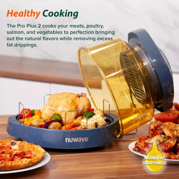 imageNuwave Pro Plus 2 InfraRed Oven Countertop Convection Cook Fresh or Frozen No Defrosting or Preheating Cook Healthy 360 Surround Heat Adjustable Temps 100 Presets 50 Memory Tough Power DomeDeep Blue
