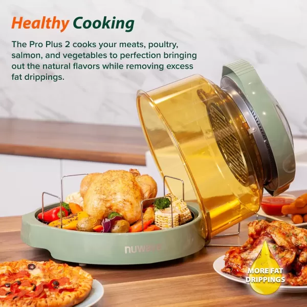 imageNuwave Pro Plus 2 InfraRed Oven Countertop Convection Cook Fresh or Frozen No Defrosting or Preheating Cook Healthy 360 Surround Heat Adjustable Temps 100 Presets 50 Memory Tough Power DomeWild Olive
