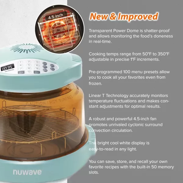 imageNuwave Pro Plus 2 InfraRed Oven Countertop Convection Cook Fresh or Frozen No Defrosting or Preheating Cook Healthy 360 Surround Heat Adjustable Temps 100 Presets 50 Memory Tough Power DomeMint Green