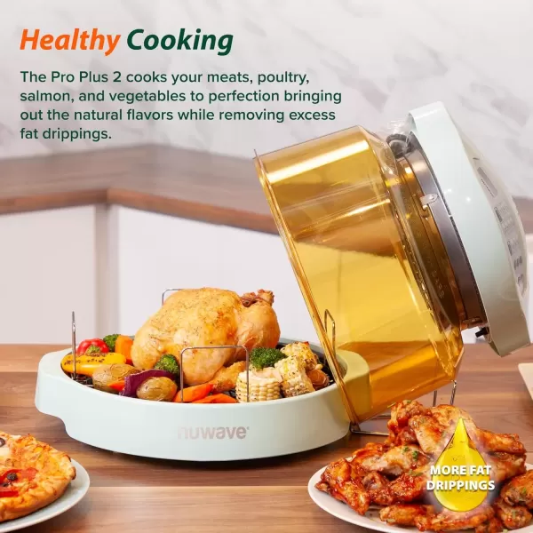 imageNuwave Pro Plus 2 InfraRed Oven Countertop Convection Cook Fresh or Frozen No Defrosting or Preheating Cook Healthy 360 Surround Heat Adjustable Temps 100 Presets 50 Memory Tough Power DomeMint Green