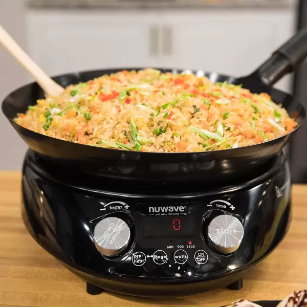 imageNuwave Mosaic Induction Wok Precise Temp Controls 100F575F in 5F Wok Hei Infuse Complex Charred Aroma ampamp Flavor 3 Wattage 600 900 ampamp 1500 Authentic 14inch Carbon Steel Wok ampamp Cookbook Included