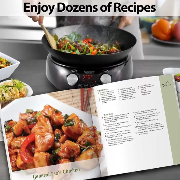 imageNuwave Mosaic Induction Wok Precise Temp Controls 100F575F in 5F Wok Hei Infuse Complex Charred Aroma ampamp Flavor 3 Wattage 600 900 ampamp 1500 Authentic 14inch Carbon Steel Wok ampamp Cookbook Included