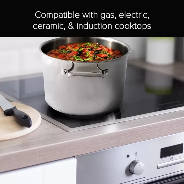 imageNuwave DesignsTriPly 1810 Entire Stainless Steel Stockpot With Lid Commercial Grade Free of PTFE PFOA PFOS 10Yer Wrranty12QT