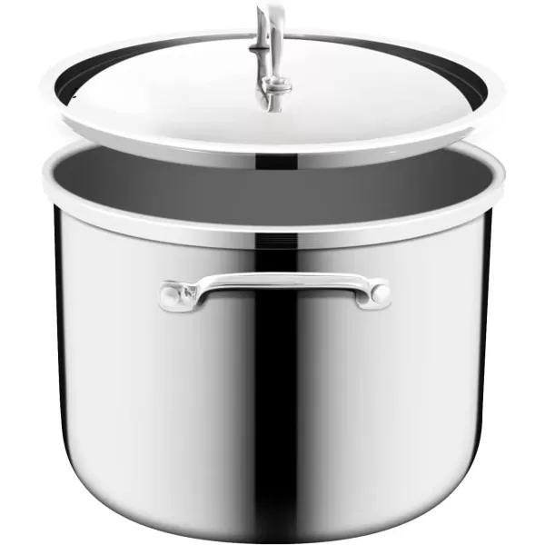 imageNuwave DesignsTriPly 1810 Entire Stainless Steel Stockpot With Lid Commercial Grade Free of PTFE PFOA PFOS 10Yer Wrranty12QT