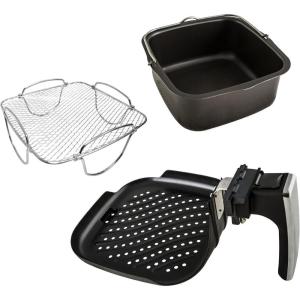imageNuWave 3QT Brio Digital Air Fryer Accessory Kit  Includes Stainless Steel Baking Pan Reversible Cooking Rack ampamp Grill Pan Compatible with 3QT Brio Models