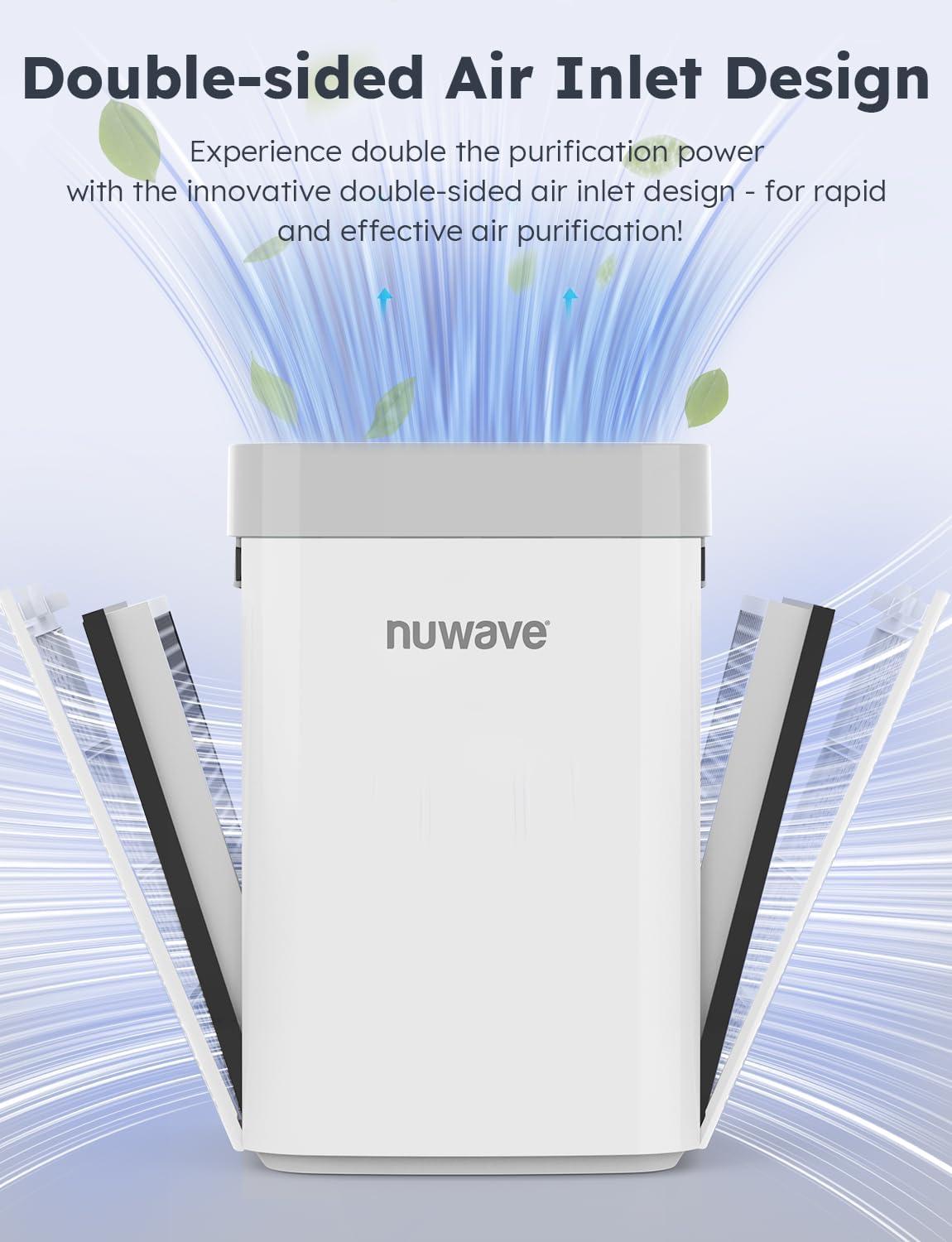 imageNuwave Air Purifiers for Home Bedroom Up to 1361 Sq Ft Portable Air Purifier with Air Quality Sensor H13 True HEPA ampamp Carbon Filter Captures Pet Hair Allergies Dust Smoke18dB Energy Star Certified