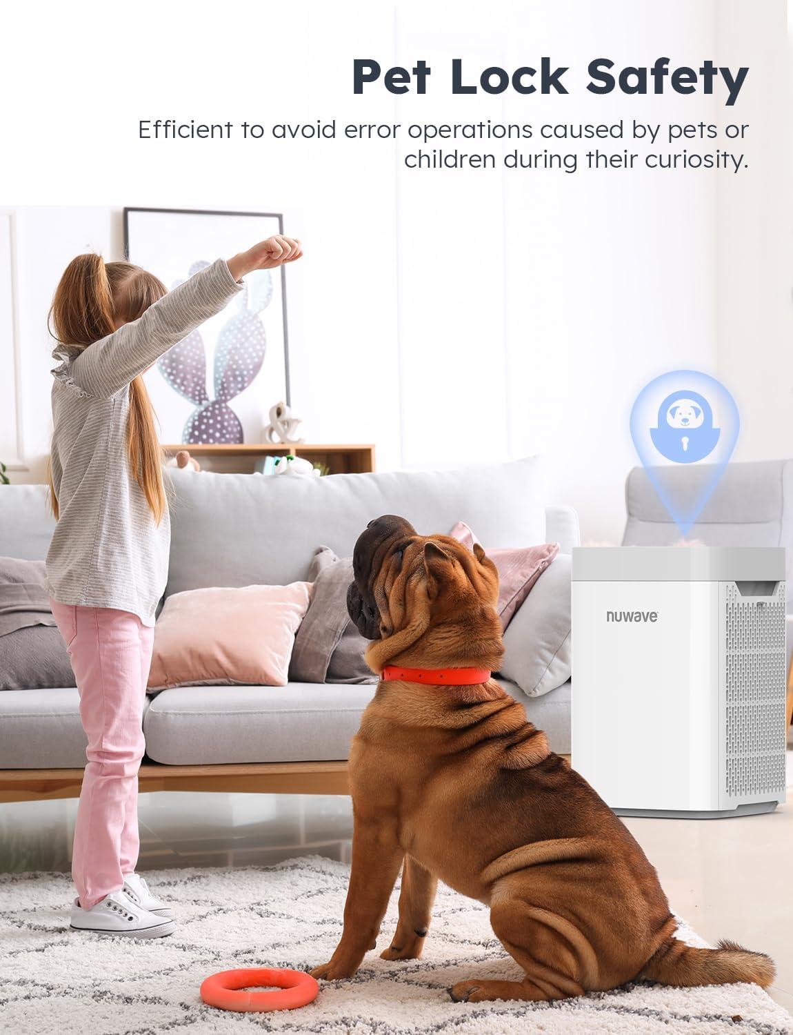 imageNuwave Air Purifiers for Home Bedroom Up to 1361 Sq Ft Portable Air Purifier with Air Quality Sensor H13 True HEPA ampamp Carbon Filter Captures Pet Hair Allergies Dust Smoke18dB Energy Star Certified
