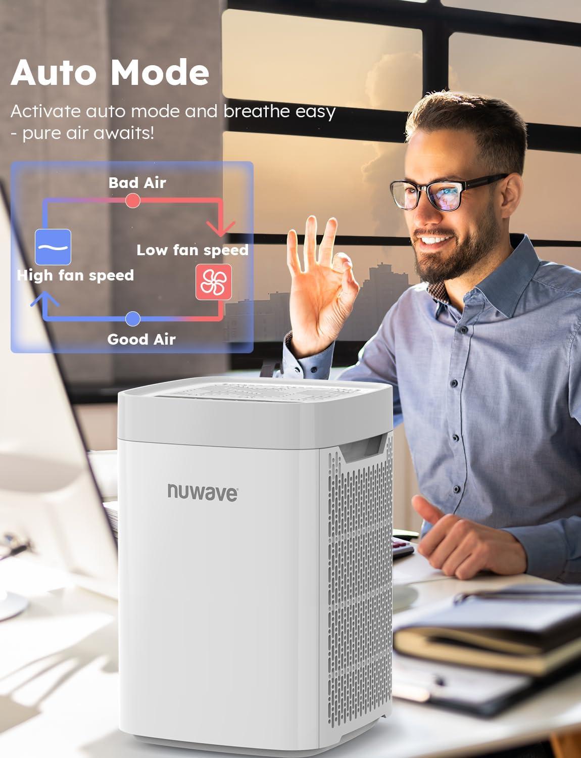 imageNuwave Air Purifiers for Home Bedroom Up to 1361 Sq Ft Portable Air Purifier with Air Quality Sensor H13 True HEPA ampamp Carbon Filter Captures Pet Hair Allergies Dust Smoke18dB Energy Star Certified