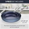 imageNuwave 3Piece 8 10 12 Forged Lightweight Frying Pan Set G10 Healthy Duralon Blue Ceramic Ultra NonStick Ergonomic StayCool Handles InductionReady ampamp Works on All CooktopsCozy Blue