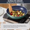 imageNuwave 3Piece 8 10 12 Forged Lightweight Frying Pan Set G10 Healthy Duralon Blue Ceramic Ultra NonStick Ergonomic StayCool Handles InductionReady ampamp Works on All CooktopsRosemary Green