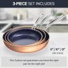 imageNuwave 3Piece 8 10 12 Forged Lightweight Frying Pan Set G10 Healthy Duralon Blue Ceramic Ultra NonStick Ergonomic StayCool Handles InductionReady ampamp Works on All CooktopsRustic Copper