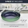 imageNuwave 3Piece 8 10 12 Forged Lightweight Frying Pan Set G10 Healthy Duralon Blue Ceramic Ultra NonStick Ergonomic StayCool Handles InductionReady ampamp Works on All CooktopsRosemary Green