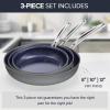 imageNuwave 3Piece 8 10 12 Forged Lightweight Frying Pan Set G10 Healthy Duralon Blue Ceramic Ultra NonStick Ergonomic StayCool Handles InductionReady ampamp Works on All CooktopsCool Gray