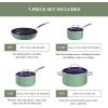 imageNuwave 7pc Cookware Set Healthy Duralon Blue Ceramic Nonstick Coated Diamond Infused ScratchResistant PFAS Free Oven Safe Induction Ready ampamp Evenly Heats Tempered Glass Lids ampamp StayCool HandleRosemary Green