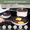 imageNuwave 7pc Cookware Set Healthy Duralon Blue Ceramic Nonstick Coated Diamond Infused ScratchResistant PFAS Free Oven Safe Induction Ready ampamp Evenly Heats Tempered Glass Lids ampamp StayCool HandleVanilla Cream