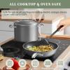 imageNuwave 7pc Cookware Set Healthy Duralon Blue Ceramic Nonstick Coated Diamond Infused ScratchResistant PFAS Free Oven Safe Induction Ready ampamp Evenly Heats Tempered Glass Lids ampamp StayCool HandleCool Gray