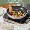 imageNuwave 7pc Cookware Set Healthy Duralon Blue Ceramic Nonstick Coated Diamond Infused ScratchResistant PFAS Free Oven Safe Induction Ready ampamp Evenly Heats Tempered Glass Lids ampamp StayCool HandleVanilla Cream