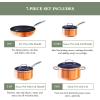 imageNuwave 7pc Cookware Set Healthy Duralon Blue Ceramic Nonstick Coated Diamond Infused ScratchResistant PFAS Free Oven Safe Induction Ready ampamp Evenly Heats Tempered Glass Lids ampamp StayCool HandleRustic Copper