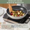 imageNuwave 7pc Cookware Set Healthy Duralon Blue Ceramic Nonstick Coated Diamond Infused ScratchResistant PFAS Free Oven Safe Induction Ready ampamp Evenly Heats Tempered Glass Lids ampamp StayCool HandleVanilla Cream