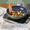 imageNuwave 7pc Cookware Set Healthy Duralon Blue Ceramic Nonstick Coated Diamond Infused ScratchResistant PFAS Free Oven Safe Induction Ready ampamp Evenly Heats Tempered Glass Lids ampamp StayCool HandleRosemary Green