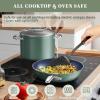 imageNuwave 7pc Cookware Set Healthy Duralon Blue Ceramic Nonstick Coated Diamond Infused ScratchResistant PFAS Free Oven Safe Induction Ready ampamp Evenly Heats Tempered Glass Lids ampamp StayCool HandleRosemary Green