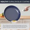 imageNuwave 7pc Cookware Set Healthy Duralon Blue Ceramic Nonstick Coated Diamond Infused ScratchResistant PFAS Free Oven Safe Induction Ready ampamp Evenly Heats Tempered Glass Lids ampamp StayCool HandleCool Gray