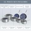 imageNuwave Healthy Duralon Blue Ceramic Nonstick Cookware Set Diamond Infused ScratchResistant PFAS Free Dishwasher ampamp Oven Safe Induction Ready ampamp Evenly Heats Tempered Glass Lids ampamp StayCool HandlesCool Gray