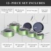 imageNuwave Healthy Duralon Blue Ceramic Nonstick Cookware Set Diamond Infused ScratchResistant PFAS Free Dishwasher ampamp Oven Safe Induction Ready ampamp Evenly Heats Tempered Glass Lids ampamp StayCool HandlesMetallic Pistachio Green