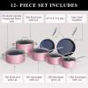 imageNuwave Healthy Duralon Blue Ceramic Nonstick Cookware Set Diamond Infused ScratchResistant PFAS Free Dishwasher ampamp Oven Safe Induction Ready ampamp Evenly Heats Tempered Glass Lids ampamp StayCool HandlesDusty Pink
