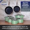 imageNuwave Healthy Duralon Blue Ceramic Nonstick Cookware Set Diamond Infused ScratchResistant PFAS Free Dishwasher ampamp Oven Safe Induction Ready ampamp Evenly Heats Tempered Glass Lids ampamp StayCool HandlesRosemary Green