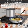 imageNuwave Healthy Duralon Blue Ceramic Nonstick Cookware Set Diamond Infused ScratchResistant PFAS Free Dishwasher ampamp Oven Safe Induction Ready ampamp Evenly Heats Tempered Glass Lids ampamp StayCool HandlesMetallic Tinsel Silver
