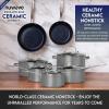 imageNuwave Healthy Duralon Blue Ceramic Nonstick Cookware Set Diamond Infused ScratchResistant PFAS Free Dishwasher ampamp Oven Safe Induction Ready ampamp Evenly Heats Tempered Glass Lids ampamp StayCool HandlesCool Gray