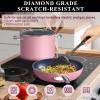 imageNuwave Healthy Duralon Blue Ceramic Nonstick Cookware Set Diamond Infused ScratchResistant PFAS Free Dishwasher ampamp Oven Safe Induction Ready ampamp Evenly Heats Tempered Glass Lids ampamp StayCool HandlesDusty Pink