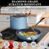 imageNuwave Healthy Duralon Blue Ceramic Nonstick Cookware Set Diamond Infused ScratchResistant PFAS Free Dishwasher ampamp Oven Safe Induction Ready ampamp Evenly Heats Tempered Glass Lids ampamp StayCool HandlesCozy Blue