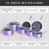 imageNuwave Healthy Duralon Blue Ceramic Nonstick Cookware Set Diamond Infused ScratchResistant PFAS Free Dishwasher ampamp Oven Safe Induction Ready ampamp Evenly Heats Tempered Glass Lids ampamp StayCool HandlesMetallic Lilac Purple