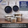 imageNuwave Healthy Duralon Blue Ceramic Nonstick Cookware Set Diamond Infused ScratchResistant PFAS Free Dishwasher ampamp Oven Safe Induction Ready ampamp Evenly Heats Tempered Glass Lids ampamp StayCool HandlesMetallic Mocha Brown